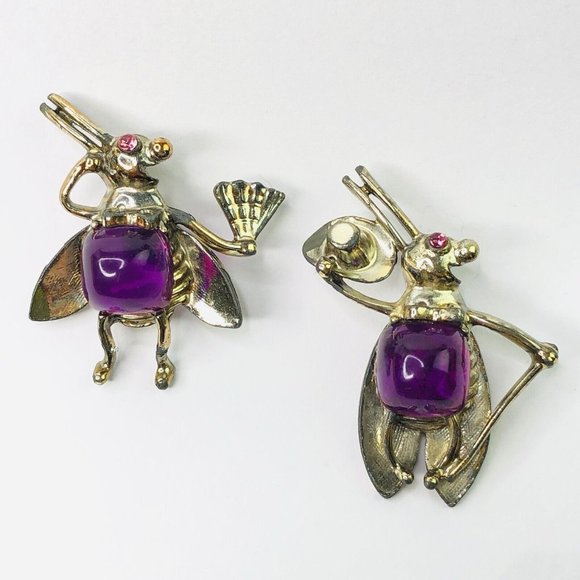 OOAK Vintage Mr. & Ms. Purple Glass Jelly Belly